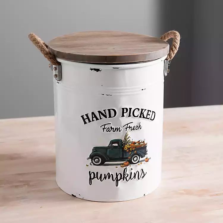Small White Enamel Pumpkin Bucket | Kirkland's Home