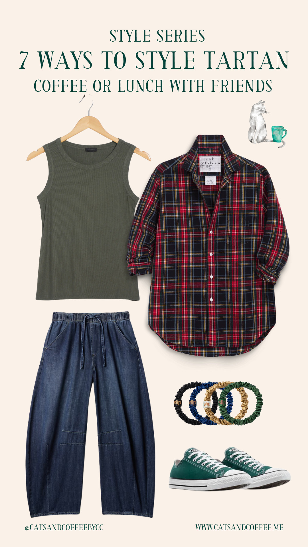 Fellow tartan lovers, this one is for you! 🎉 Styling Tartan for Coffee or Lunch with Friends ✨ This is the start of a series I’ve put together all about how to style tartan and plaids for the holidays (or, if you’re like me, year-round!). First up is a simple coffee date or lunch look, featuring my favorite Eileen top from Frank & Eileen. They have SO MANY great plaids right now, including a newer version of this Stewart style tartan. Size up for a looser fit, if that’s what you’re looking for, or stick with your true size for a fit like the one I have here.  I paired the button up with a simple tank top (I’m loving this slate gray/green tank) and a new favorite barrel leg jean that is both affordable and petite friendly! Add your favorite simple jewelry, colorful converse, and you’re good to go.  What do you think of this look?  

 

#LTKSeasonal #LTKPetite #LTKStyleTip