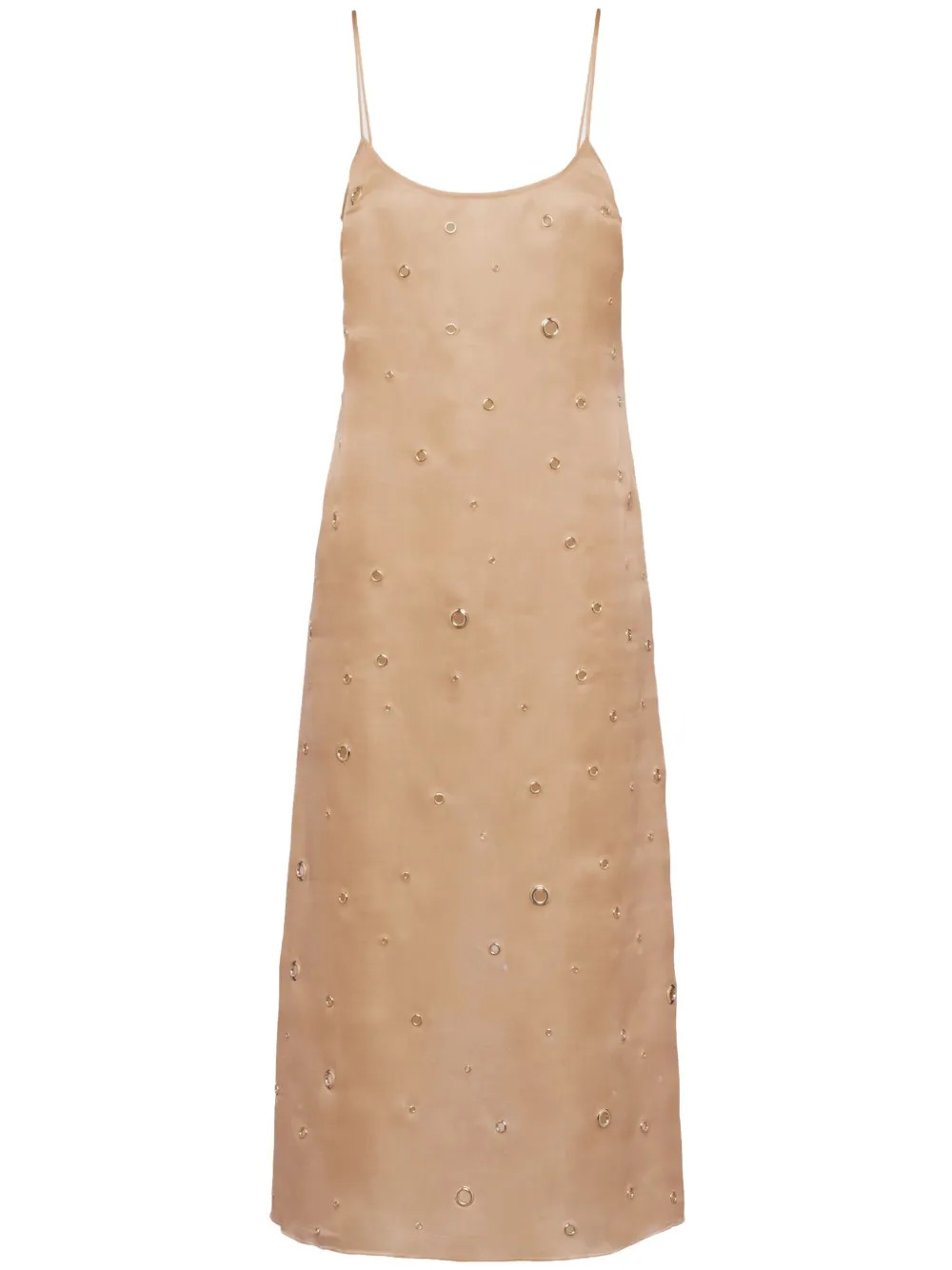 Prada eyelet-detail Organza Midi Dress - Farfetch | Farfetch Global