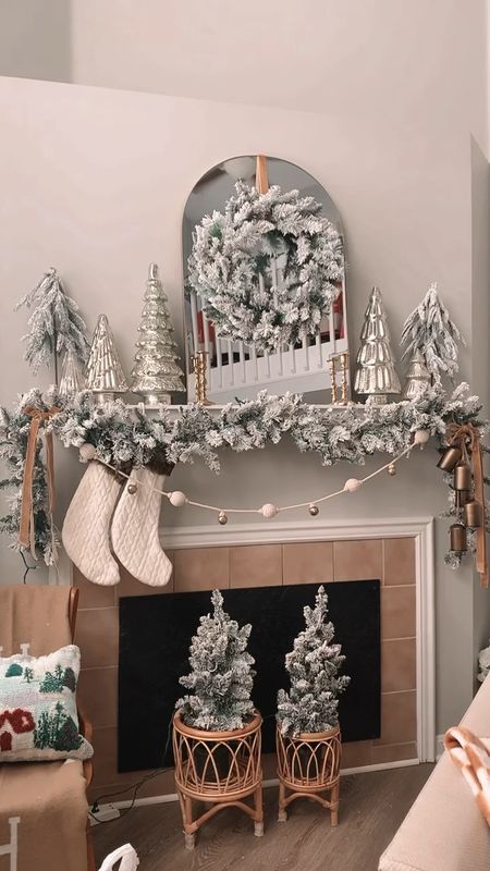 Christmas mantle decor using the viral Command cable hooks! All of the decor is mostly from Target and Walmart! 🎄✨ 

#LTKHoliday #LTKhome #LTKSeasonal