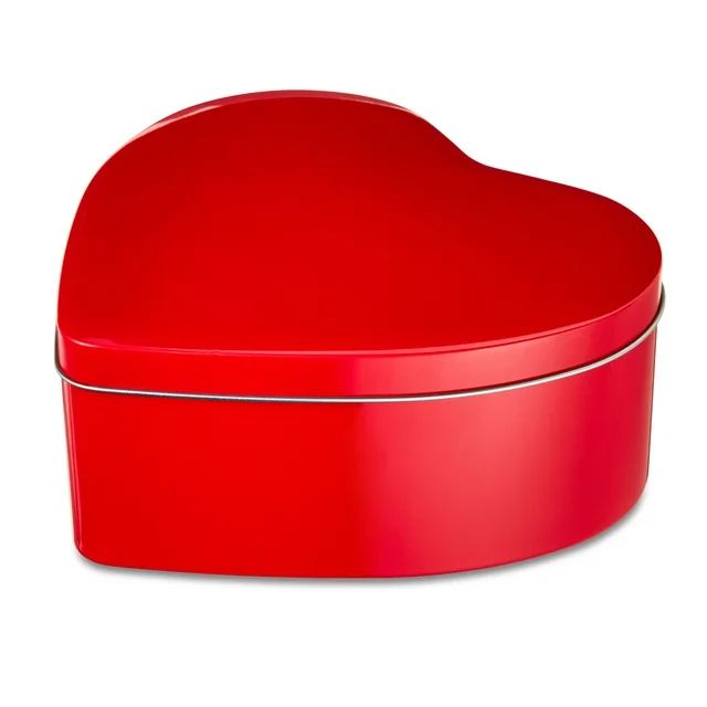 Valentine's Day Red Heart Tin Box, 7” x 6” x 3” , by Way To Celebrate - Walmart.com | Walmart (US)