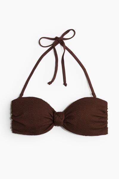 Padded bandeau bikini top - Dark brown - Ladies | H&M GB | H&M (UK, MY, IN, SG, PH, TW, HK)