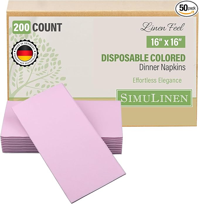SimuLinen Blush Pink Linen Feel Disposable Dinner Napkins - Cloth-Like Kosher Napkins for Celebra... | Amazon (US)