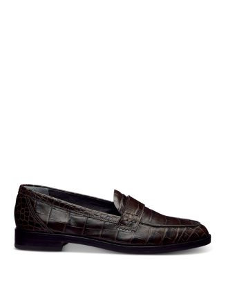 Women's Kaylee Croc Embossed Leather Loafers | Bloomingdale's (US)
