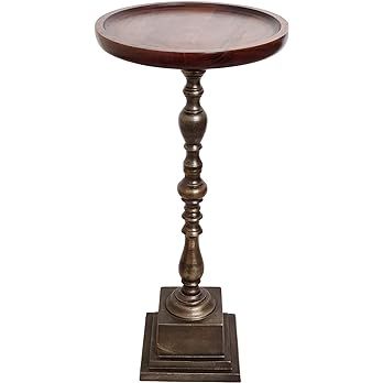 Star Life Rich Walnut on Antique Brass Accent Table | 12 x 12 x 25 inches | Amazon (US)