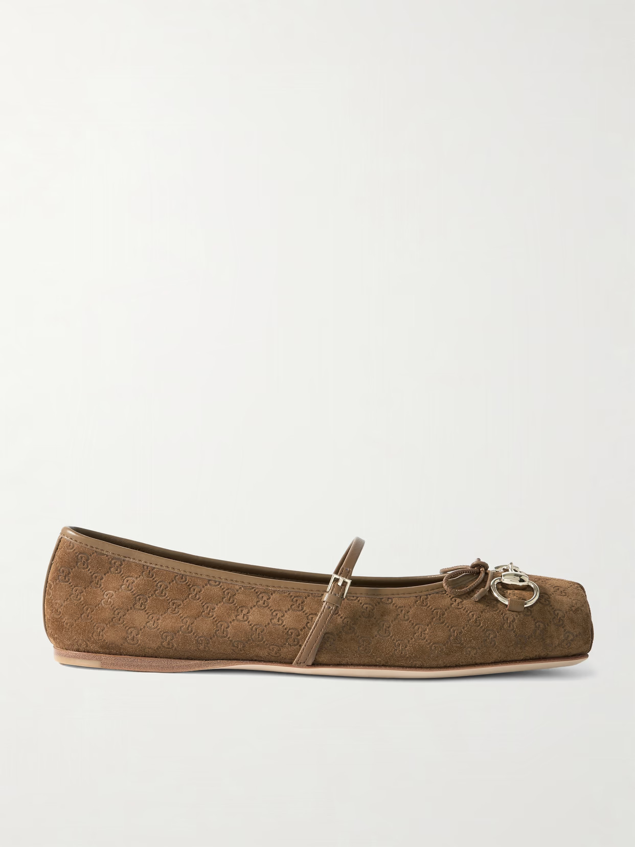 Gucci - Horsebit-detailed Suede Ballet Flats - Brown | NET-A-PORTER (US)