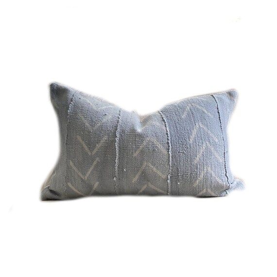 THE EASTEN Gray  Authentic African Mudcloth Lumbar Pillow - Etsy | Etsy (US)