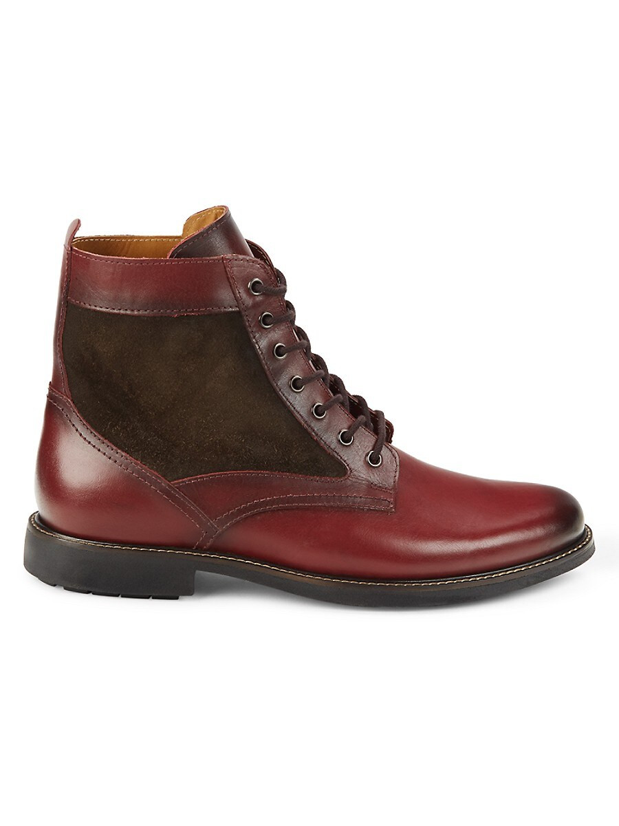 Saks Fifth Avenue Men's Mixed Media Leather & Suede Ankle Boots - Burgundy Cafe - Size 7 | Saks Fifth Avenue OFF 5TH
