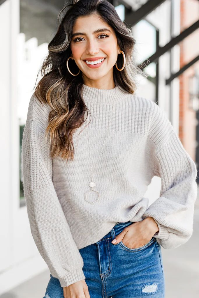 Find You Well Stone White Mock Neck Sweater | The Mint Julep Boutique