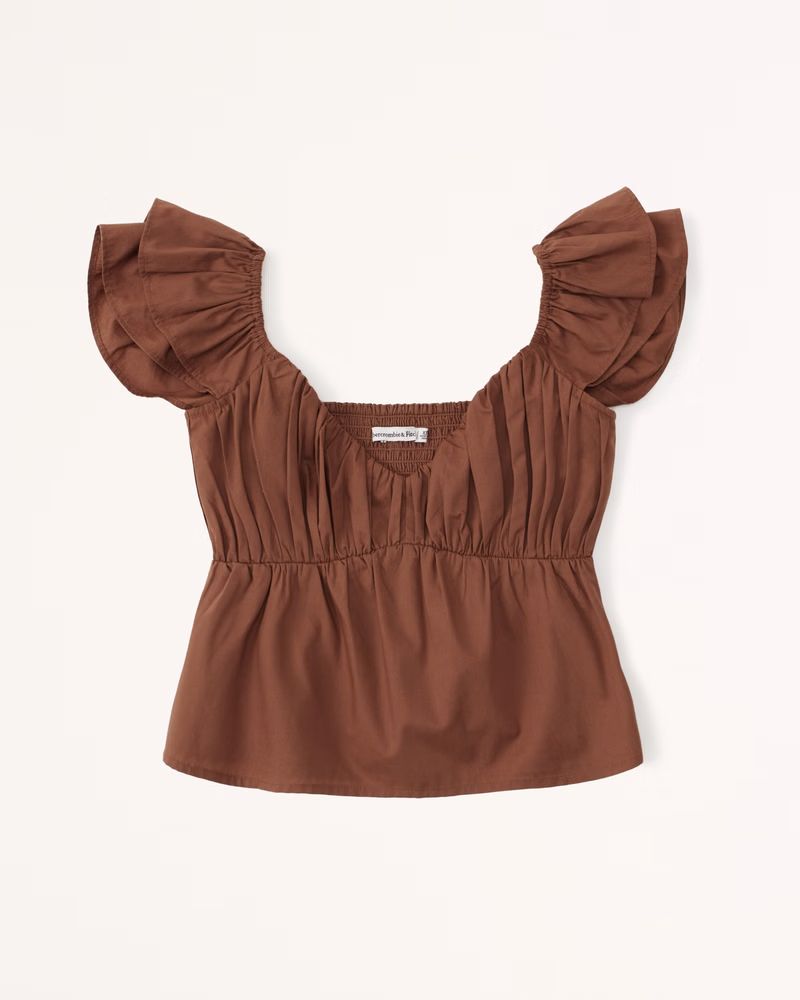 Women's Ruffle Poplin Top | Women's Up To 25% Off Select Styles | Abercrombie.com | Abercrombie & Fitch (US)