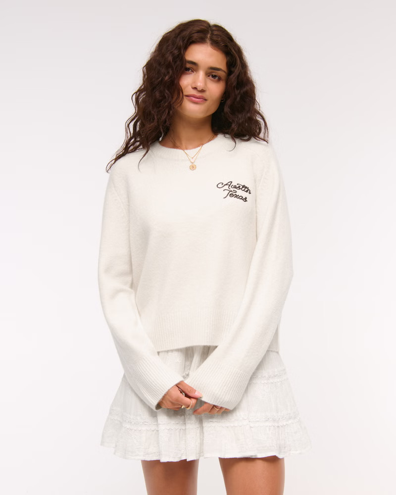 Women's The A&F Madeline Dog Crew Sweater | Women's Tops | Abercrombie.com | Abercrombie & Fitch (US)