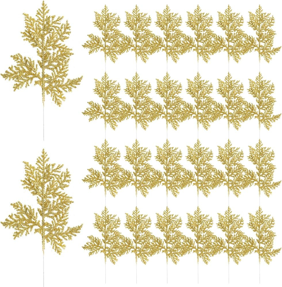 DIYASY Christmas Tree Picks Sprays, 11'' Glitter Artificial Branches Filler Fake Fern Leaf Pine N... | Amazon (US)