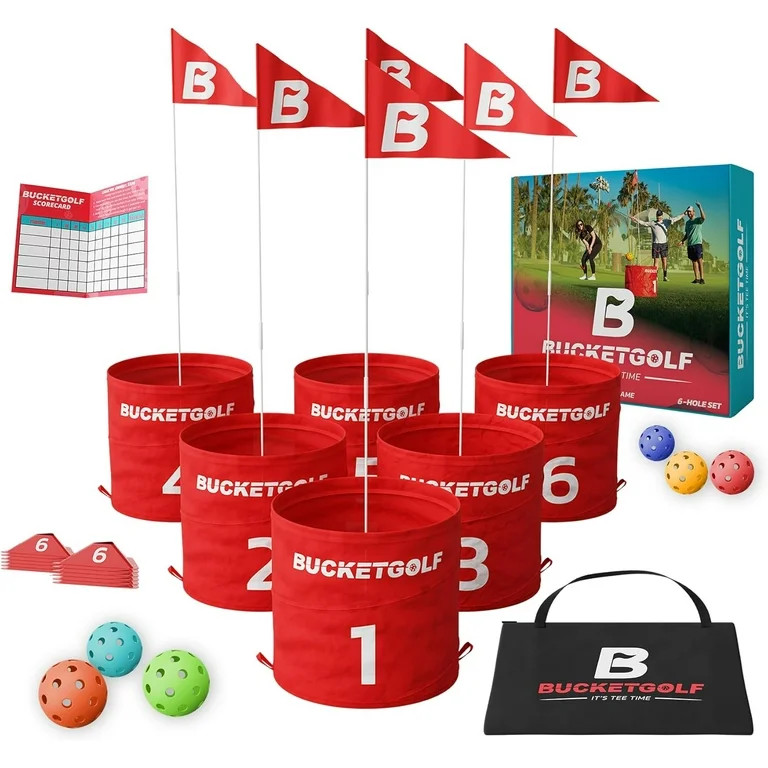 BucketGolf The Ultimate Backyard Golf Game for Kids and Adults - Portable 6 Hole Golf Course Play... | Walmart (US)