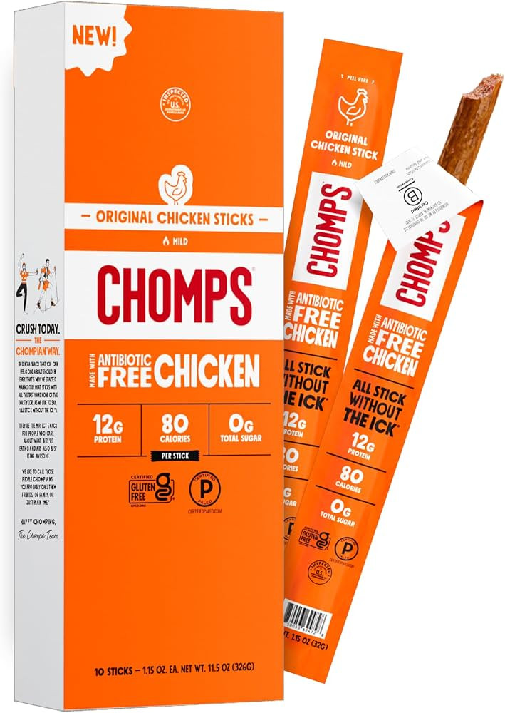 Chomps Original Chicken, Antibiotic Free, 10ct, Protein Snack Stick | Amazon (US)