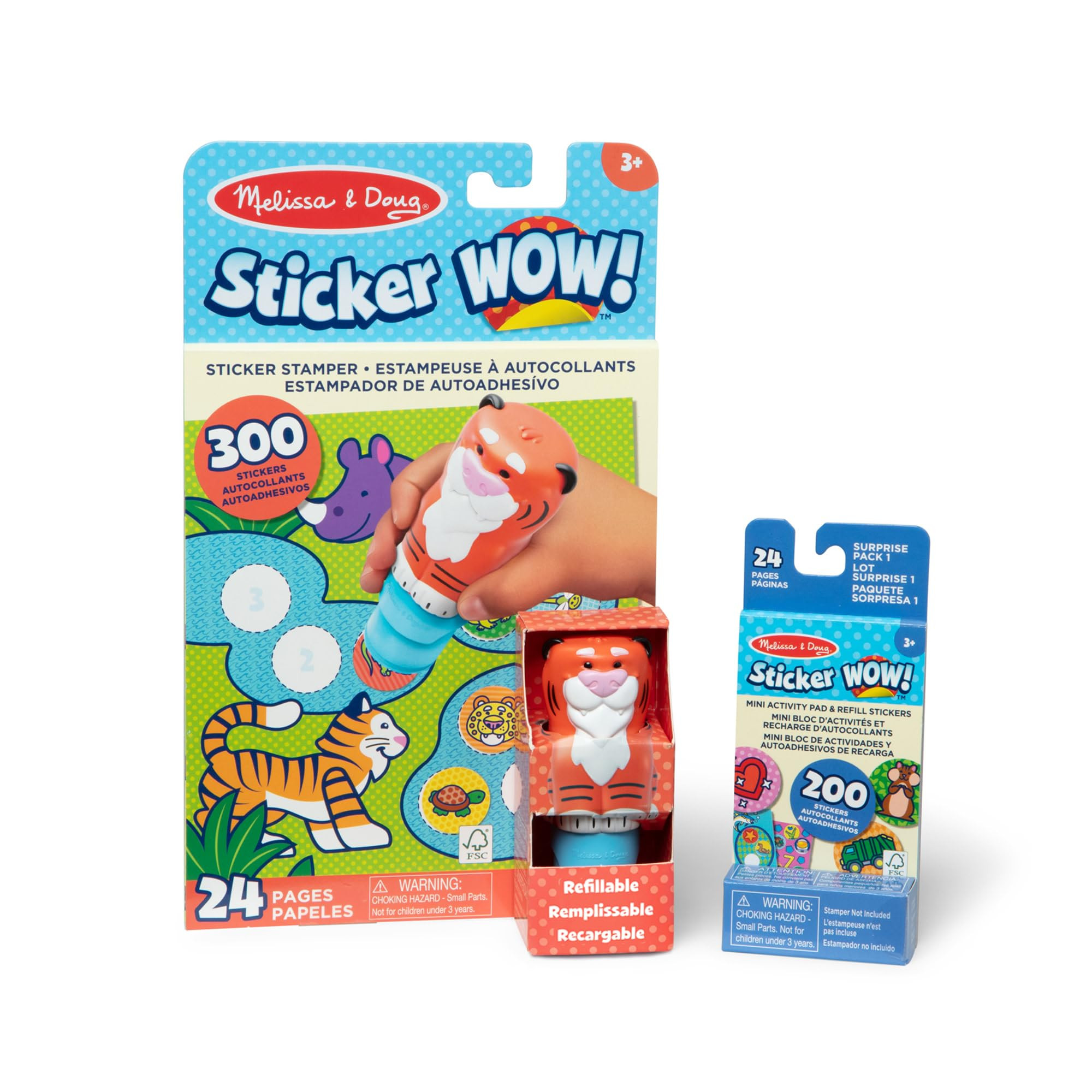 Melissa & Doug Sticker Wow!™ Tiger Bundle: 24-Page Activity Book, Refillable Sticker Stamper, M... | Amazon (US)
