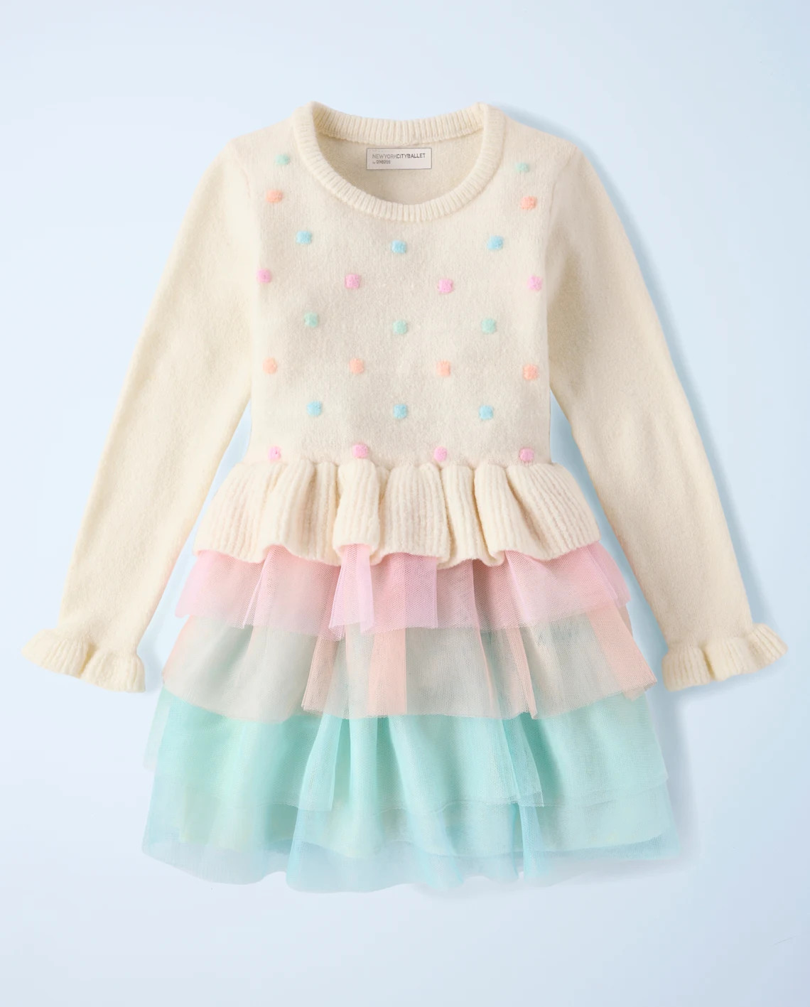 Girls Long Sleeve Pom Pom Tiered Sweater Tutu Dress - New York City Ballet by GYMBOREE - CREAM | ... | Gymboree