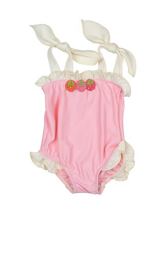 Wild Wawa Kids Strawberries Swimsuit in Pink. - size 12/24 (also in 3/4) | Revolve Clothing (Global)