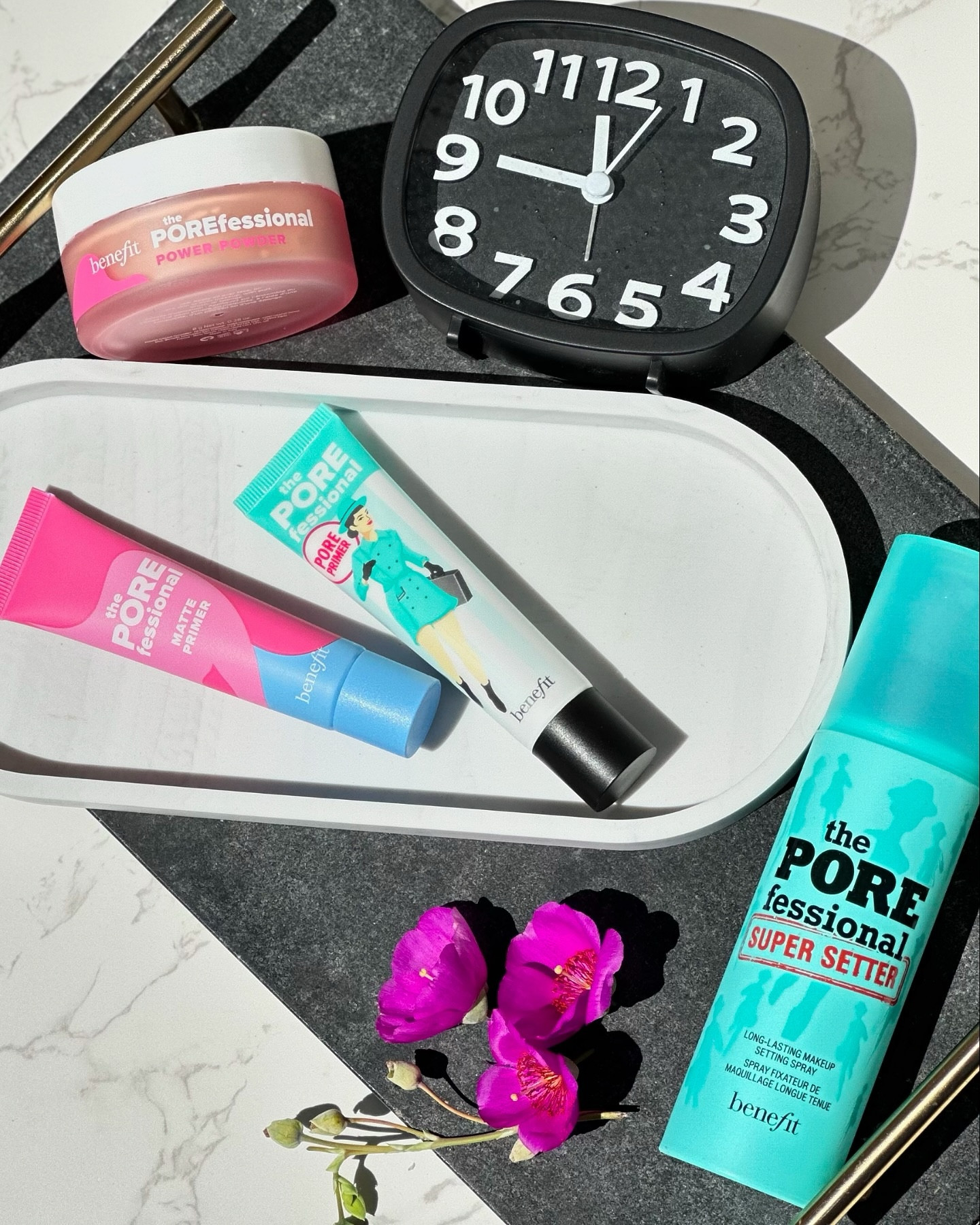 The POREfessional Mattes are clocking in⏰

Meet the mattes that WORK!✨

The Benefit bestselling The POREfessional primer has changed the game with its smoothing powers, and now it’s time to max out the matte. 

👉🏼Meet the latest dream duo to blur the look of pores, set makeup & mattify skin from 9-5. 
✨The NEW Matte Primer and Power Powder✨

Here is what I got:
✨The POREfessional $35 
Smoothing face primer to minimize the look of pores.  Smooth our OG primer onto the skin to reduce the look of pores and fine lines alone or under makeup.

✨The POREfessional: Super Setter $35
Long-lasting makeup setting spray
Superset it & forget it! Spray this multitasking mist onto the skin to lock makeup in place and blur the look of pores.

✨NEW! The POREfessional Matte Primer *35
Mattifying primer to minimize the look of pores All the blurring & smoothing you loved in our OG primer- just with 8-hour mattification!* Keep shine in check with this matte primer that wears well on its own or under makeup.

✨NEW! The POREfessional Power Powder *38
Matte ‘n blur loose setting powder
Blur pores a give skin a natural-matte finish with this silky-soft powder that seamlessly sets makeup for up to 16 hours.

Blur, Prime, Mattify and Set with Benefit Products 
Available at Ulta Beauty🛍️

@benefitcosmetics #BenefitClubPink #POREfessional