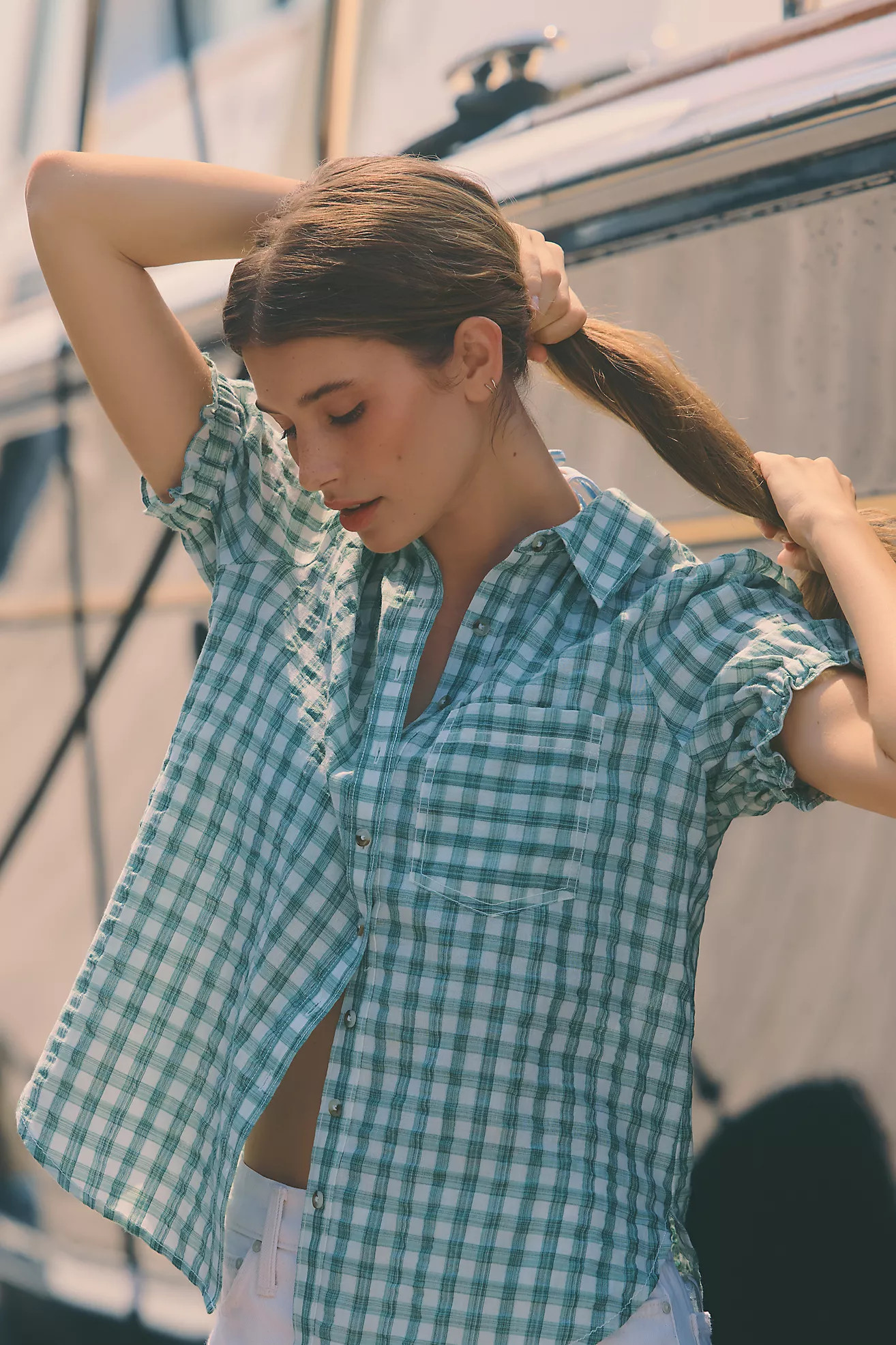 Pilcro Aly Puff-Sleeve Blouse | Anthropologie (US)
