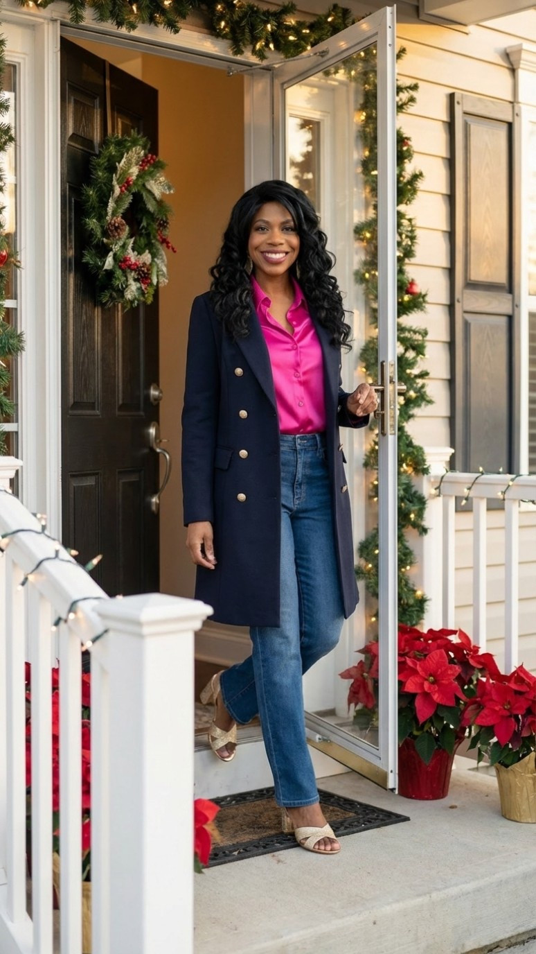 Stepping into the season feeling festive, fabulous and oh-so grown woman chic.

A bold pop of pink, a classic navy coat and a sprinkle of holiday sparkle - because style over 50 is all about confidence, color and celebrating every magical moment.

Cozy glam, effortless layers, and pops of color to brighten your winter wardrobe.  Shop my look for classy holiday outings, girlfriend brunches and festive nights out.



#LTKgrwm #LTKGiftGuide #LTKHoliday