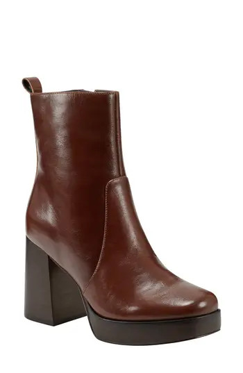 Marc Fisher LTD Marysa Block Heel Platform Bootie in Medium Brown 210 at Nordstrom Rack | Nordstrom Rack