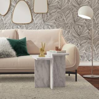 CosmoLiving by Cosmopolitan Brielle Accent Table, White Marble 1617891COM - The Home Depot | The Home Depot