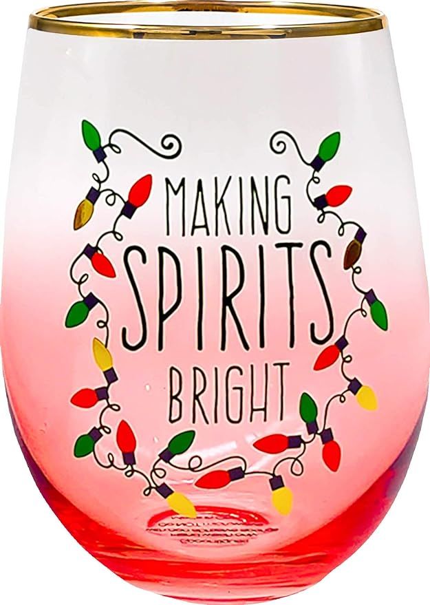Spoontiques Making Spirits Bright Stemless Glass | Amazon (US)