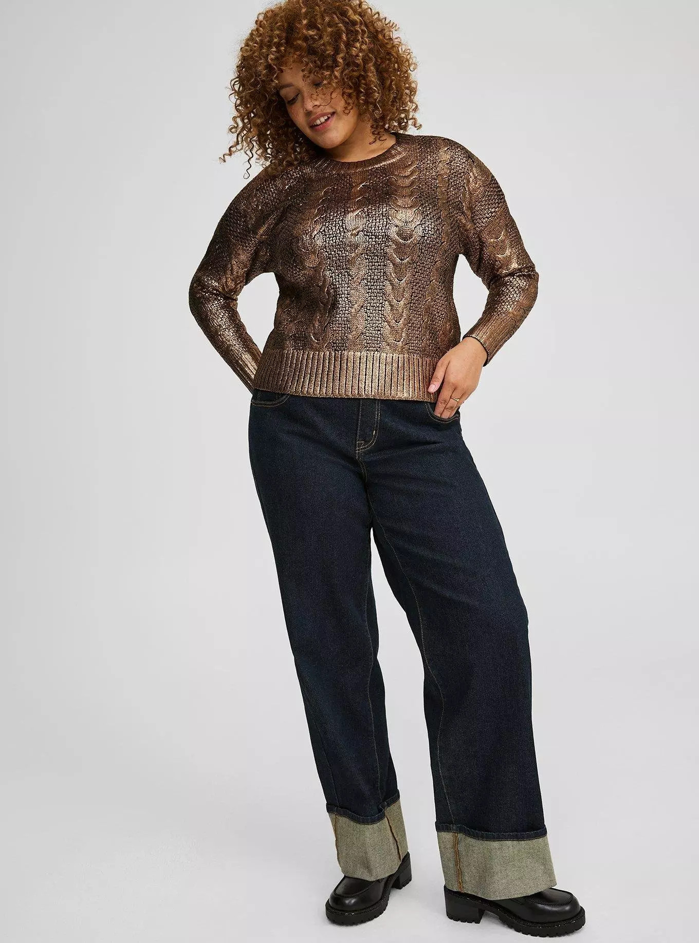 Cropped Foil Pullover Sweater | Torrid (US & Canada)