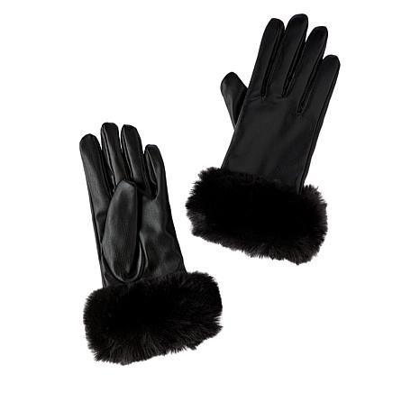 Antthony Faux Leather Gloves with Faux Fur Cuff  - 20599161 | HSN | HSN