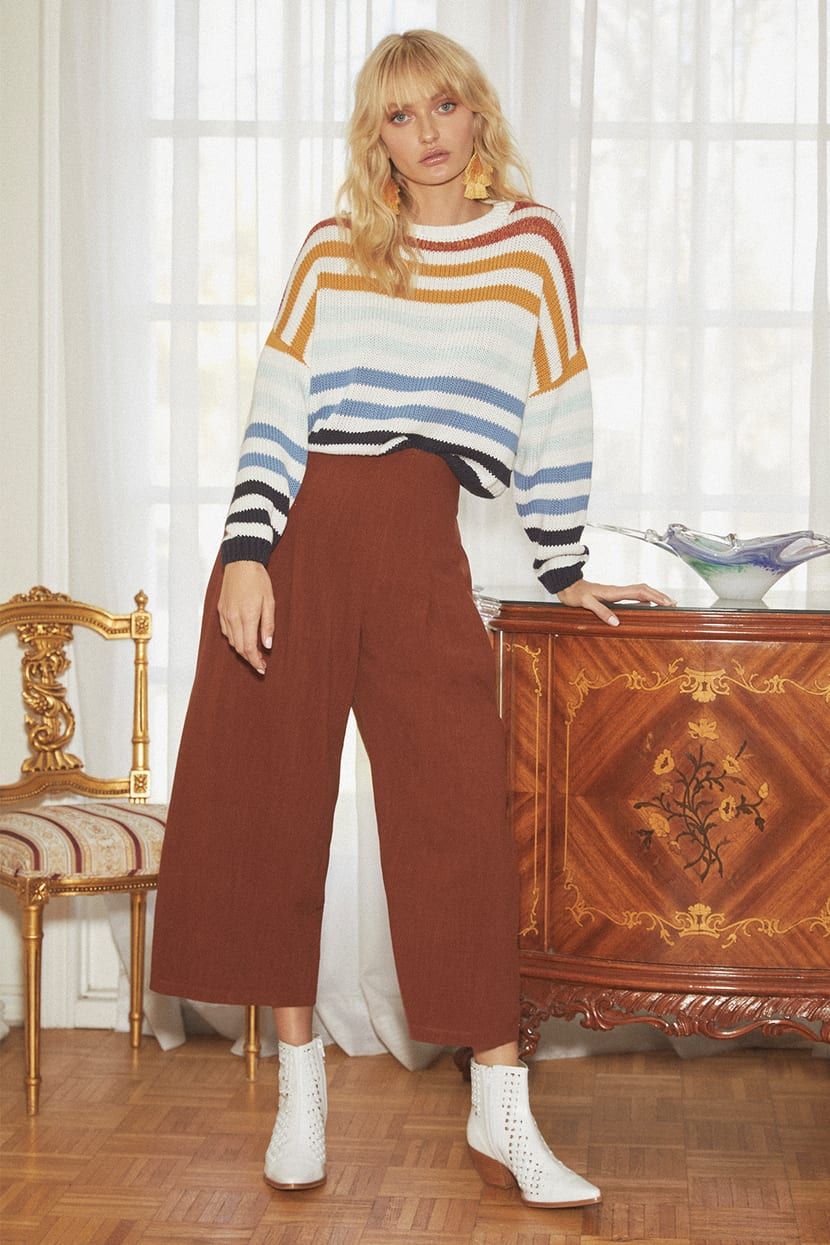 Charli Blue Multi Striped Knit Sweater | Lulus (US)