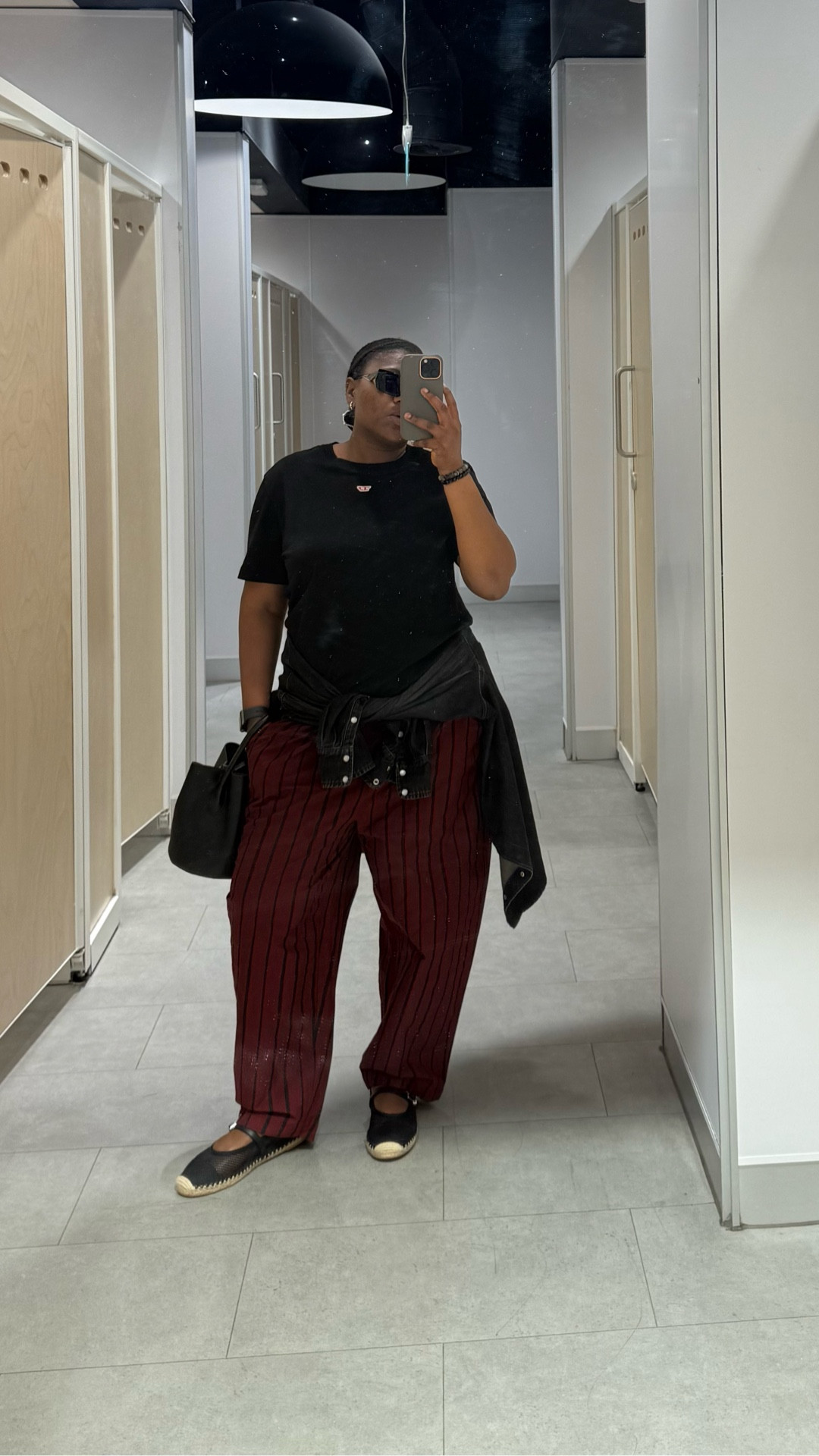 Hi guys! Long time no fit check. Today, I wore a simple black t-shirt paired with maroon striped pants. I tied a black jacket around my waist and completed the look with black espadrilles and a black handbag. Perfect for a comfortable and casual laser hair removal appointment. #FitCheck #OOTD #CasualStyle #FashionInspo #ComfortableFashion #SelfCare #LaserHairRemoval #ChicAndCasual

#LTKspring #LTKsummer #LTKuk
