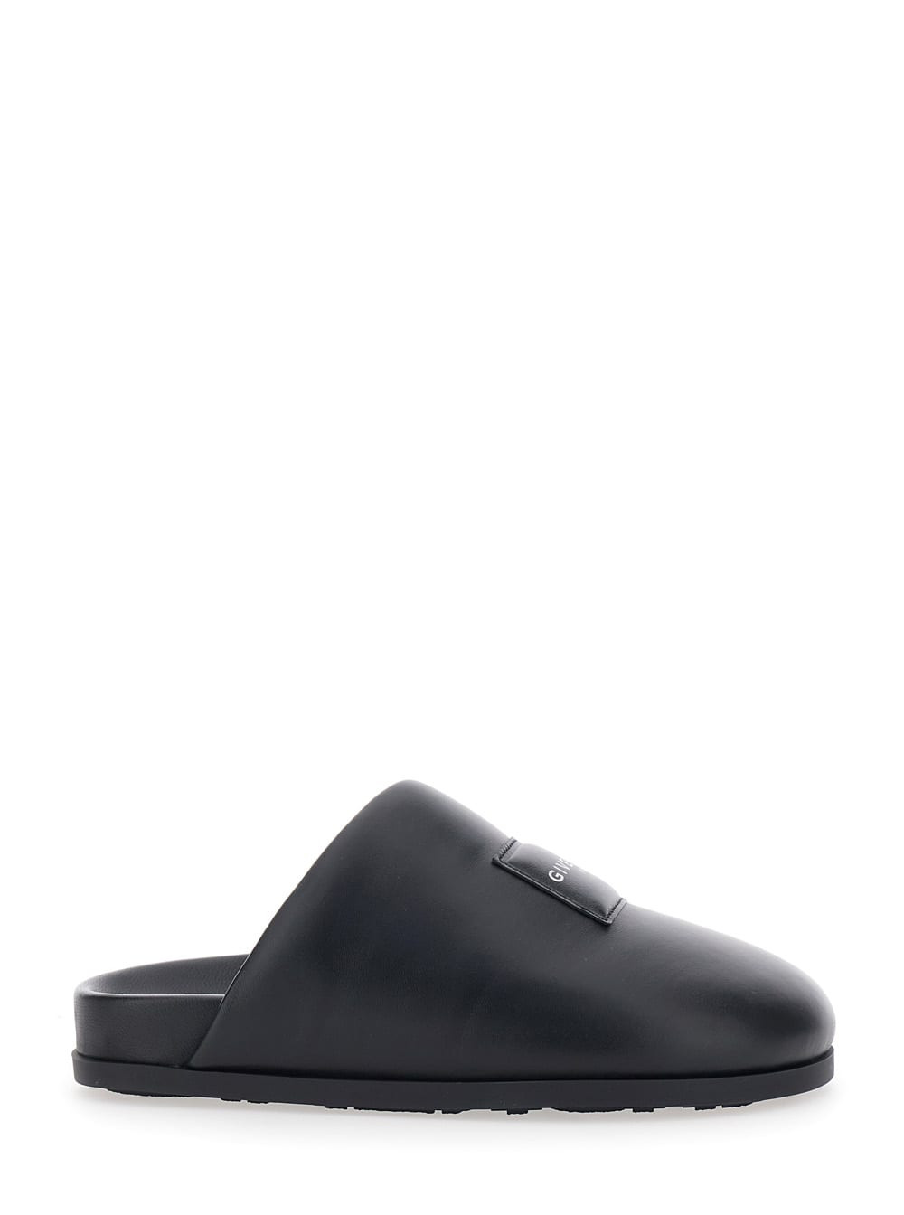 Givenchy Black Mules With Asymmetrical Design And Padded Leather Logo Women | Italist.com US