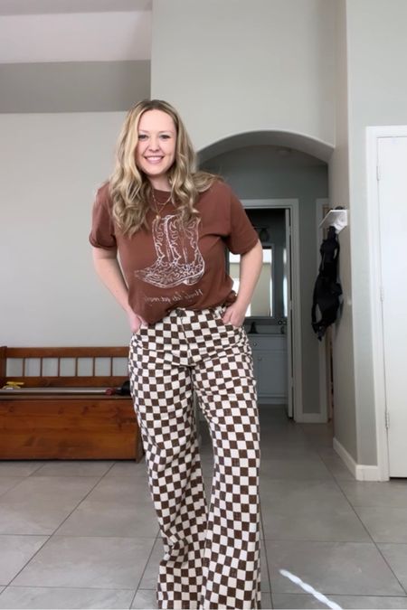 Sunday Funday!!
Howdy Let’s Get Rowdy shirt is from Buckle. Out of Stock!
Brown/Cream Checkered pants run small, size up one size. On sale for $30!!

#LTKbeauty #LTKhome #LTKstyletip