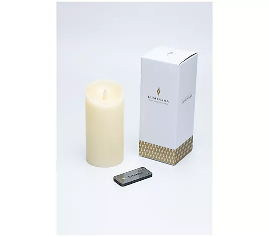 Luminara 7" Unscented Wax Flameless Candle & Re mote Control | QVC