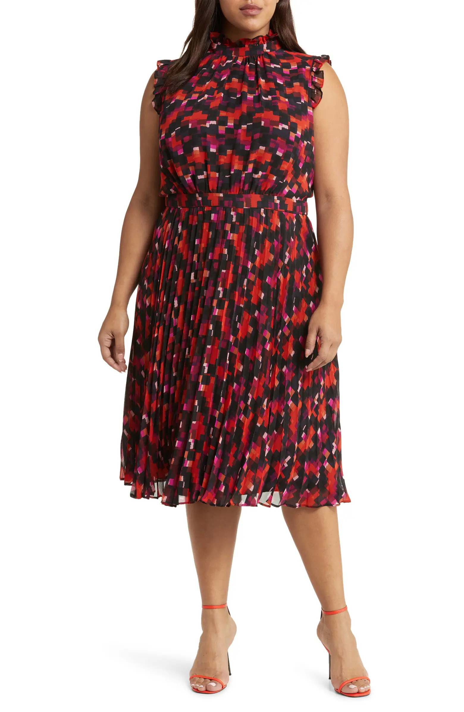 Ruffle Cap Sleeve Midi Dress | Nordstrom