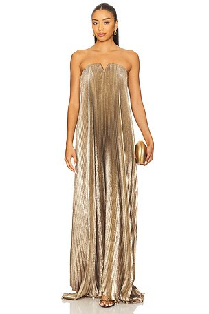 Black Tie Gown in Gold Shimmer | Revolve Clothing (Global)