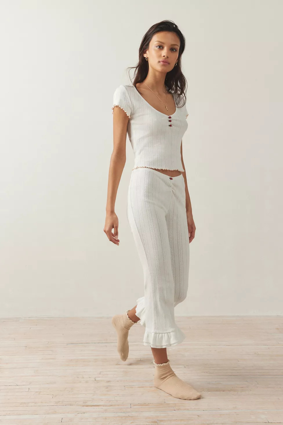 Out From Under Sweet Dreams Pointelle Capri Pant | Urban Outfitters (US and RoW)