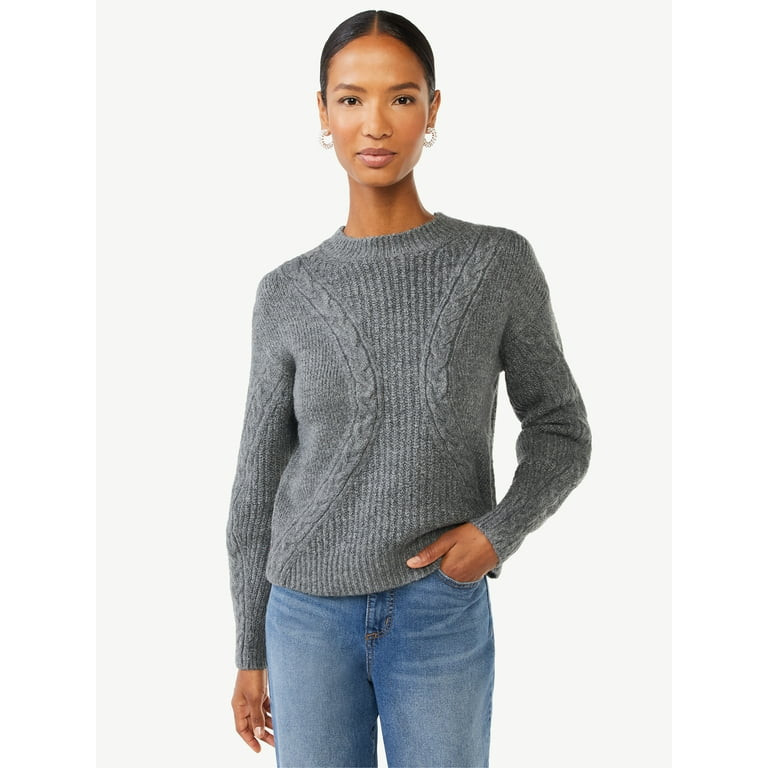 Scoop Women's Textured Cable Knit Sweater | Walmart (US)