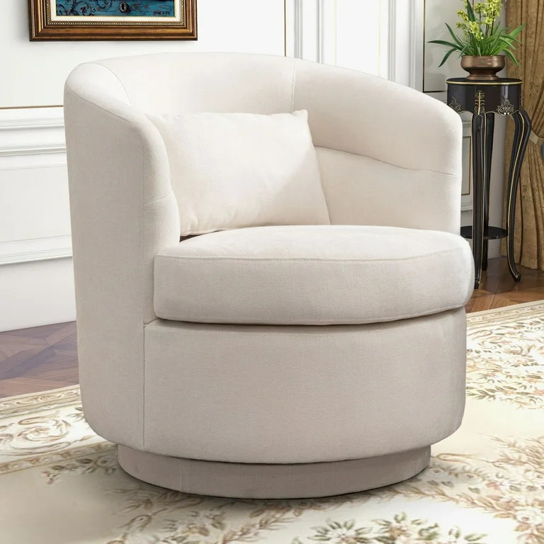 Bonzy Home 360° Swivel Barrel Accent Chair with Lumbar Pillow, Upholstered Fabric Club Chair for... | Walmart (US)