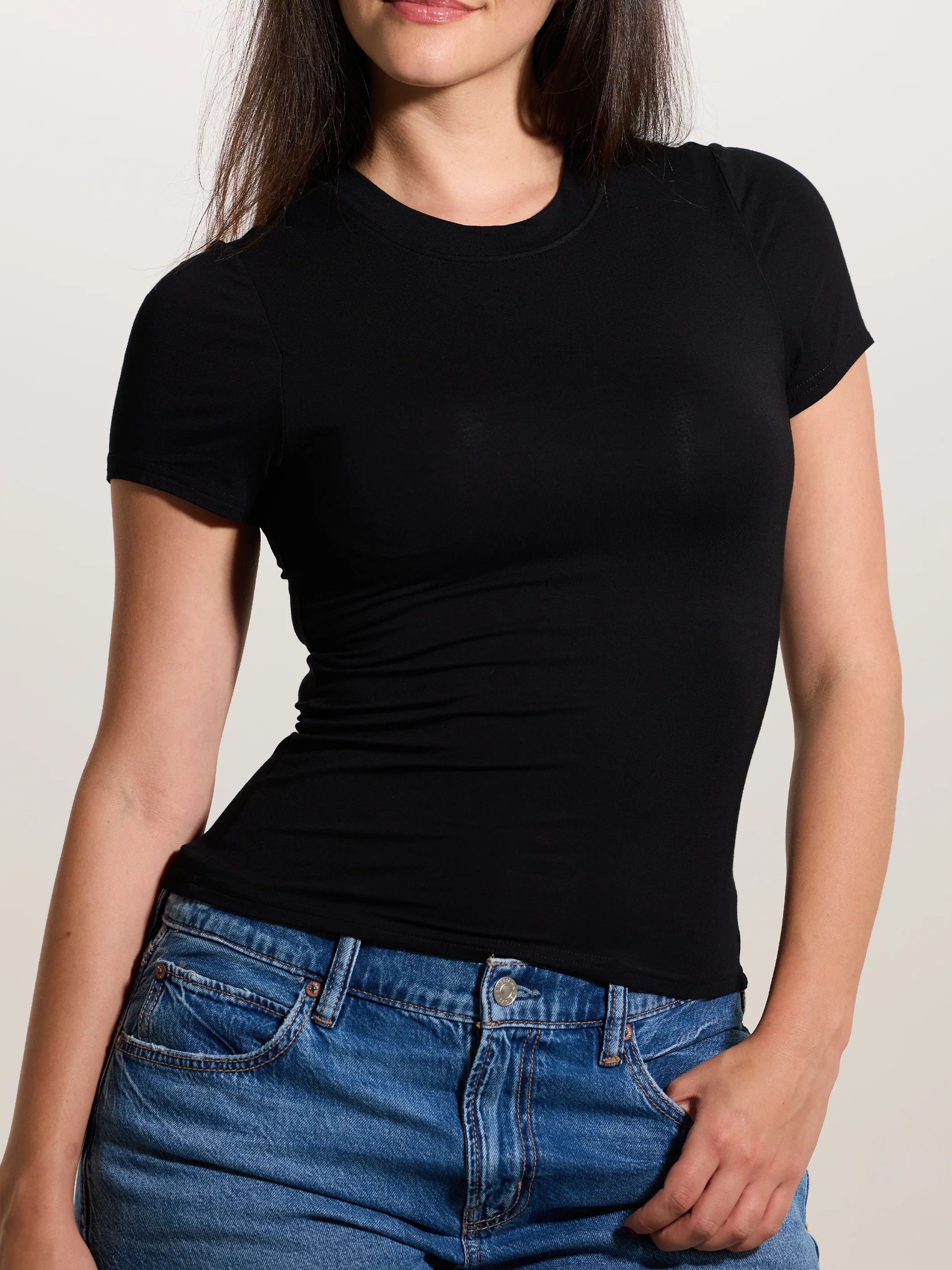 Crew Neck Braless T-Shirt | Klassy