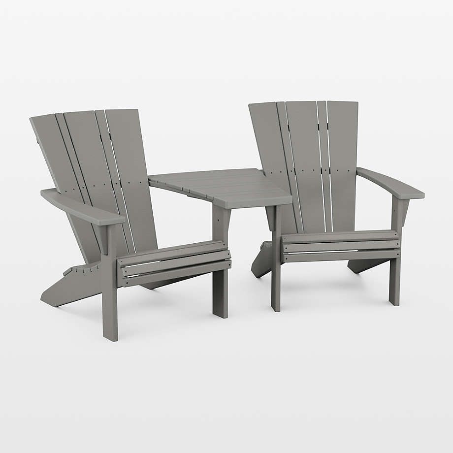 Vista II White 3-Piece Adirondack Chair Set with Connecting Outdoor Table by POLYWOOD + Reviews |... | Crate & Barrel