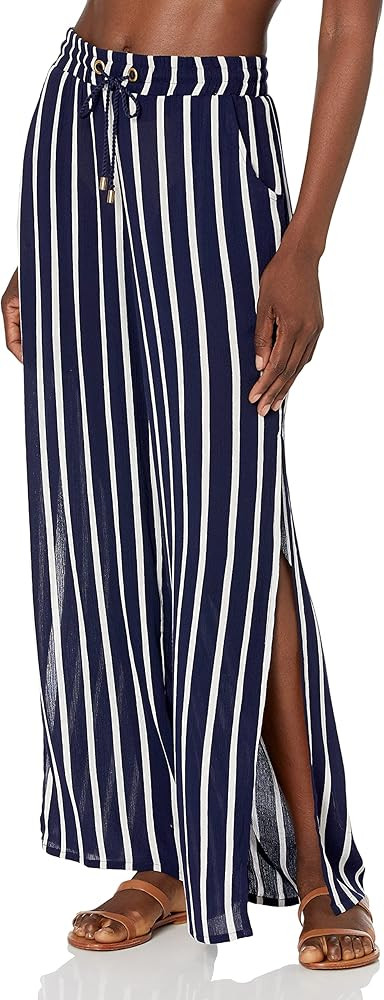 La Blanca Women's Standard Palazzo Pant Striped Pants Navy Blue Pants Outfit Wide Leg Pants Outfit | Amazon (US)