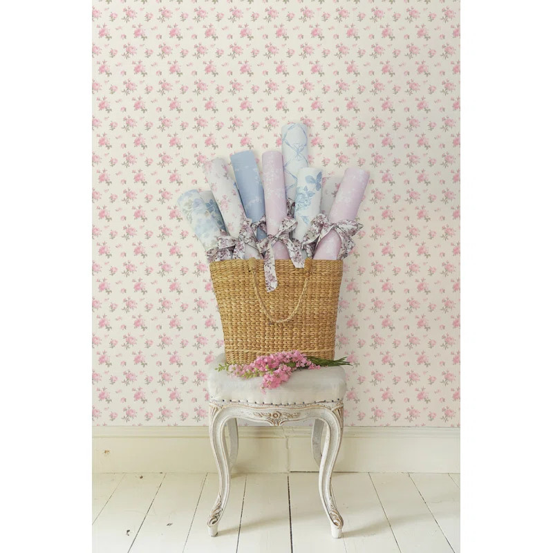 Rose Small Print 33' L x 20.5" W Wallpaper Roll | Wayfair North America