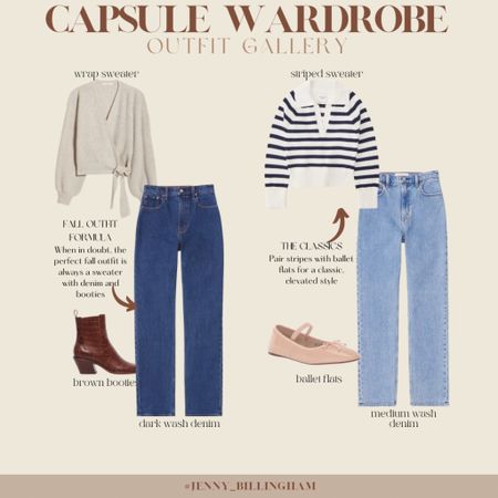 Fall capsule wardrobe outfit gallery / fall capsule wardrobe / fall wardrobe staples / fall closet staples / best denim / quality denim / fall boots / fall booties / sweater / striped sweater / pullover / ballet flats 

#LTKunder100 #LTKunder50 #LTKstyletip