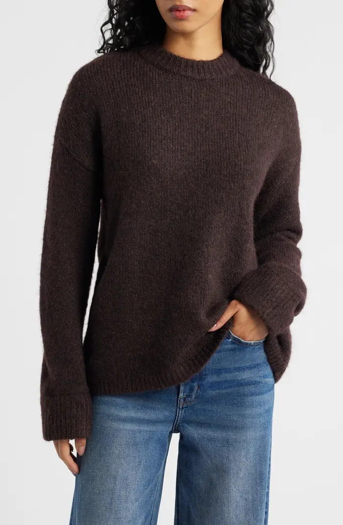 Boxy Fluffy Crewneck Sweater | Nordstrom