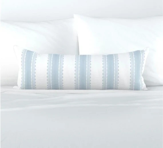 Soft Blue Indienne Stripe Pillow Blue Thick Stripe Block Print | Etsy | Etsy (US)