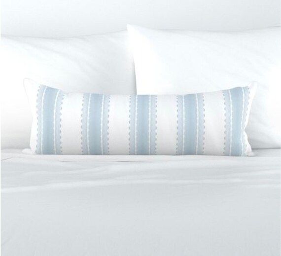 Soft Blue Indienne Stripe Pillow Blue Thick Stripe Block Print | Etsy | Etsy (US)