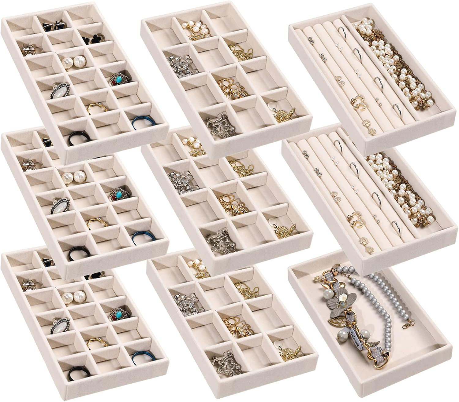 Jewelry Trays for Drawer,Set of 9 Jewelry Organizer and Storage | Amazon (US)