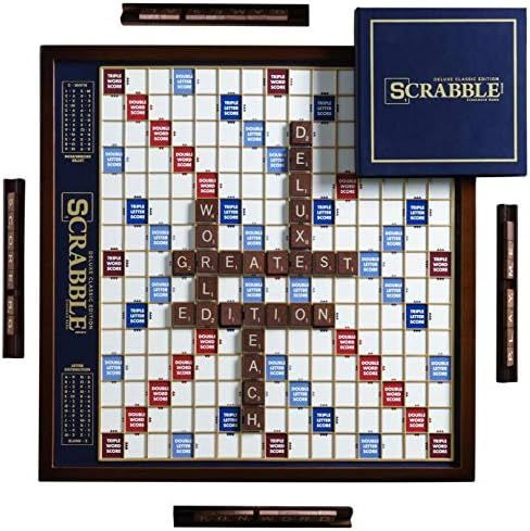 Amazon.com: Scrabble Deluxe Edition with Rotating Wooden Game Board : Toys & Games | Amazon (US)