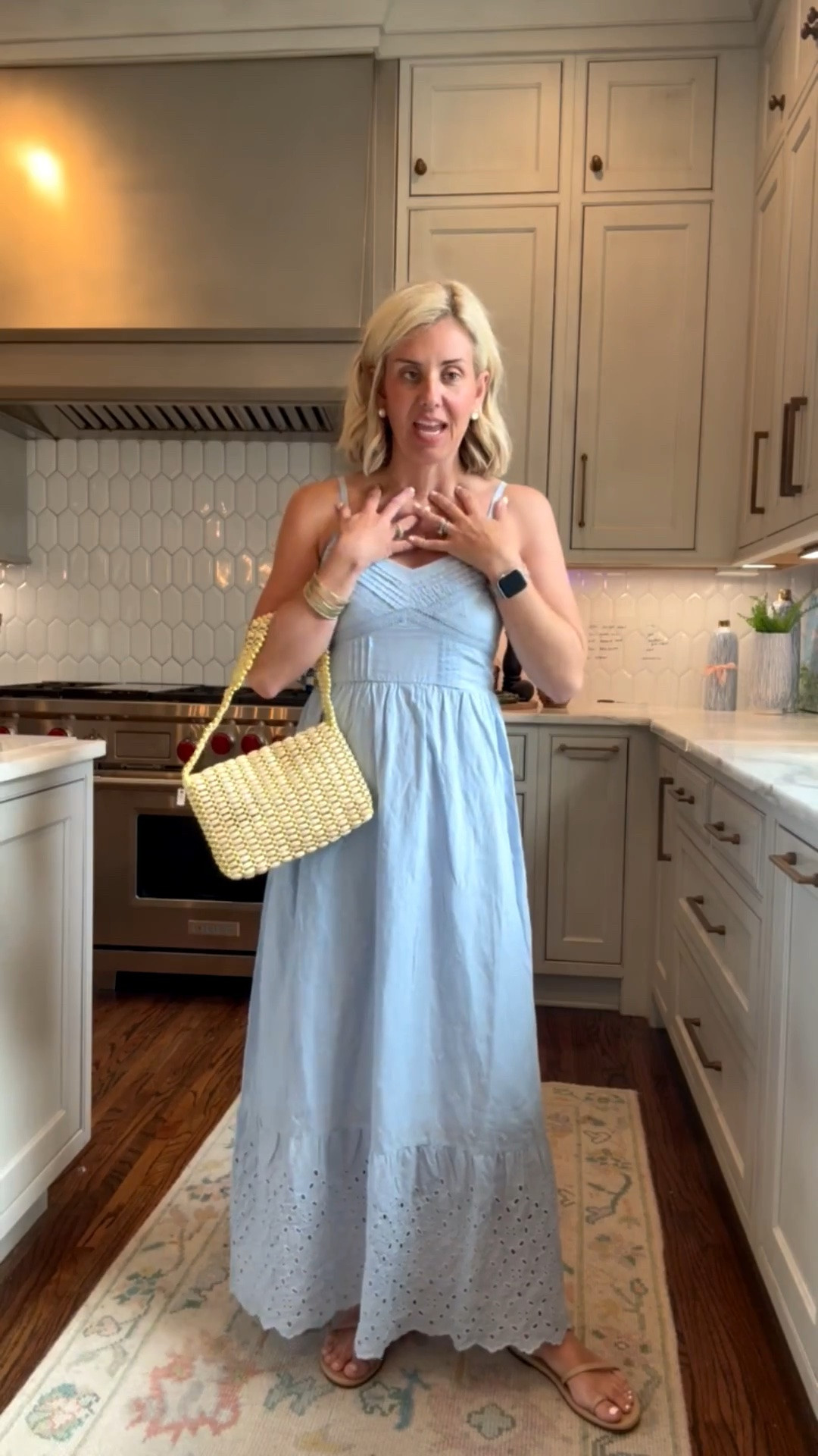 The details of this dress are giving designer vibes! I’m in xs and 8 sandal tts. 

*Use code SUMMER for 30% off my gold bangles
*Use code Catherine20 for 20% off Natasha’s stack & necklace ￼

#LTKSeasonal #LTKmomlife #LTKdayinmylife